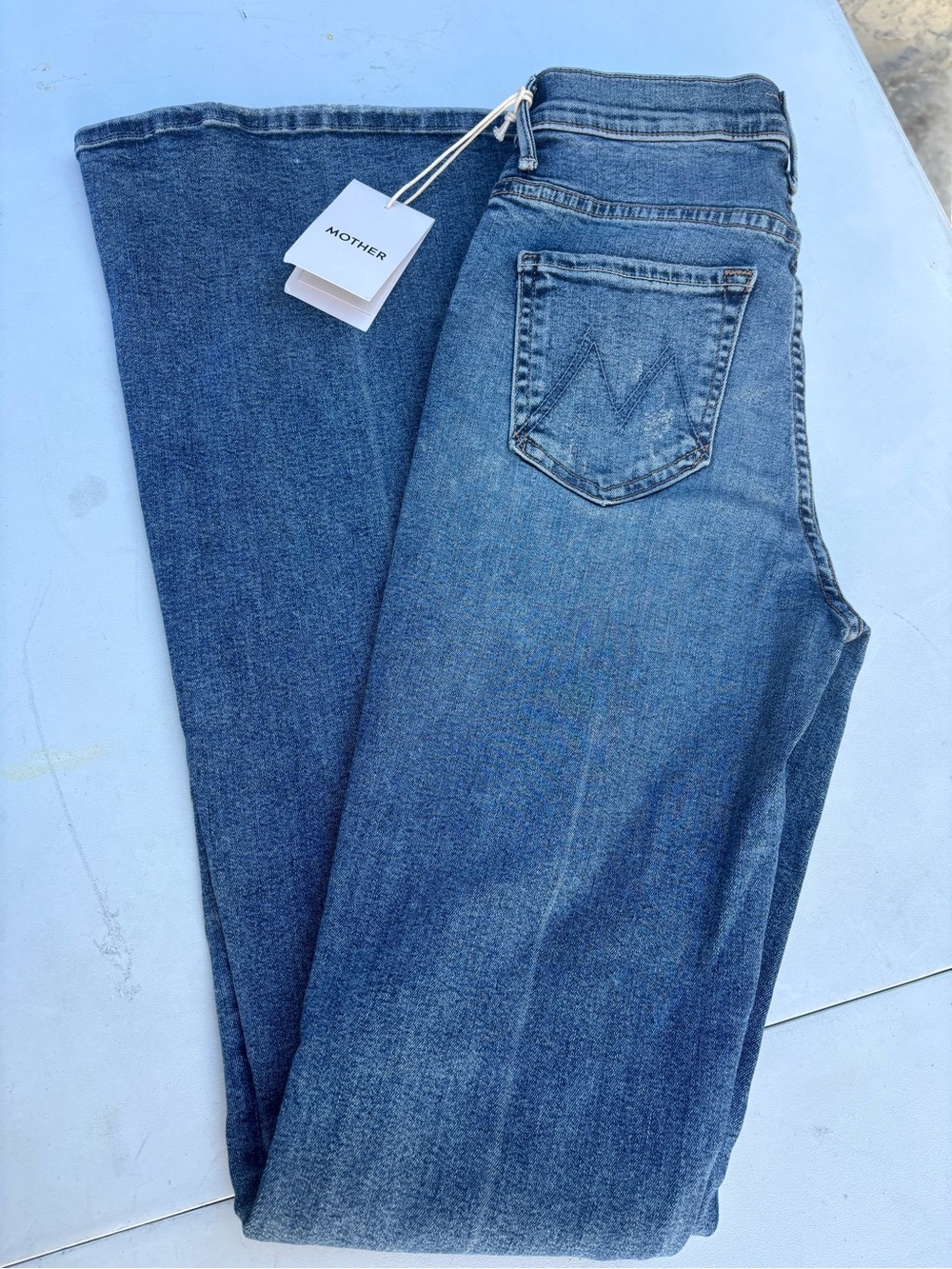 MOTHER Dark Blue Wide Leg Jeans